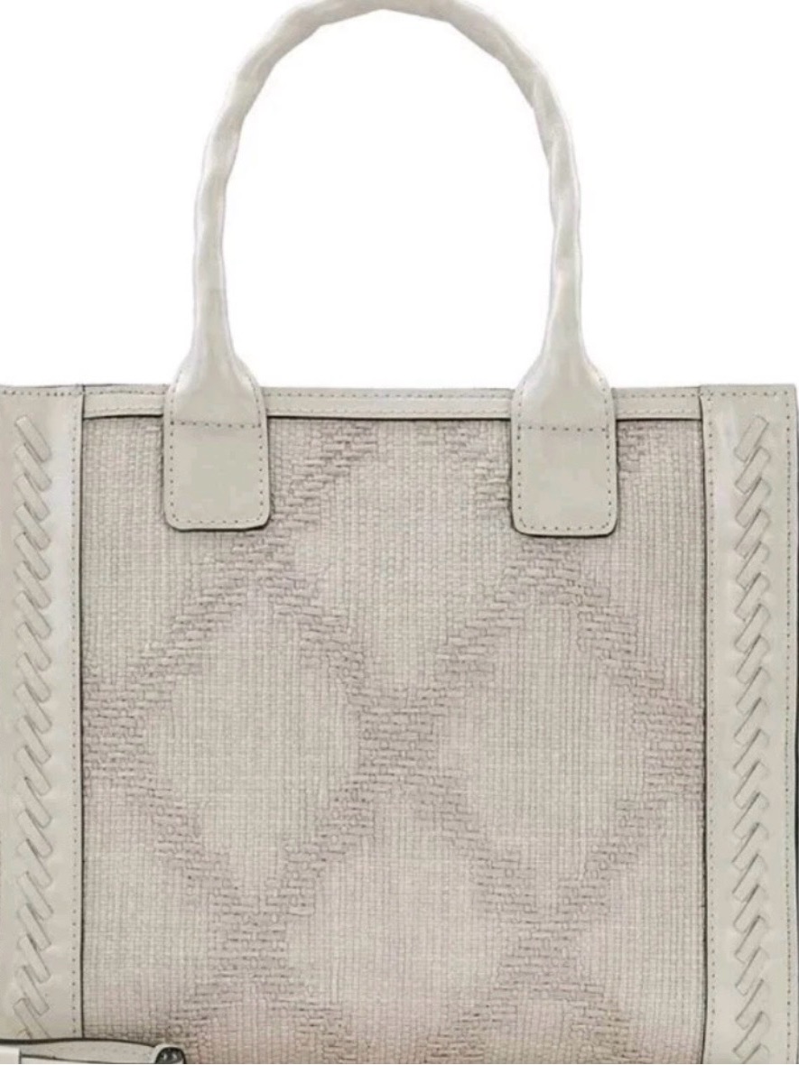Patricia Nash Curry Latte Leather Tote Features A Distinct Woven Herringbone Des